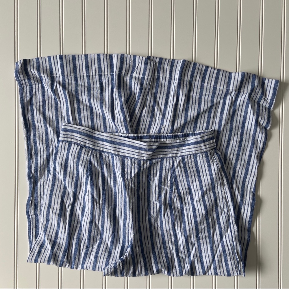 Beachlunchlounge Linen Wide Leg Capri Pants Stripe - Picture 2 of 4